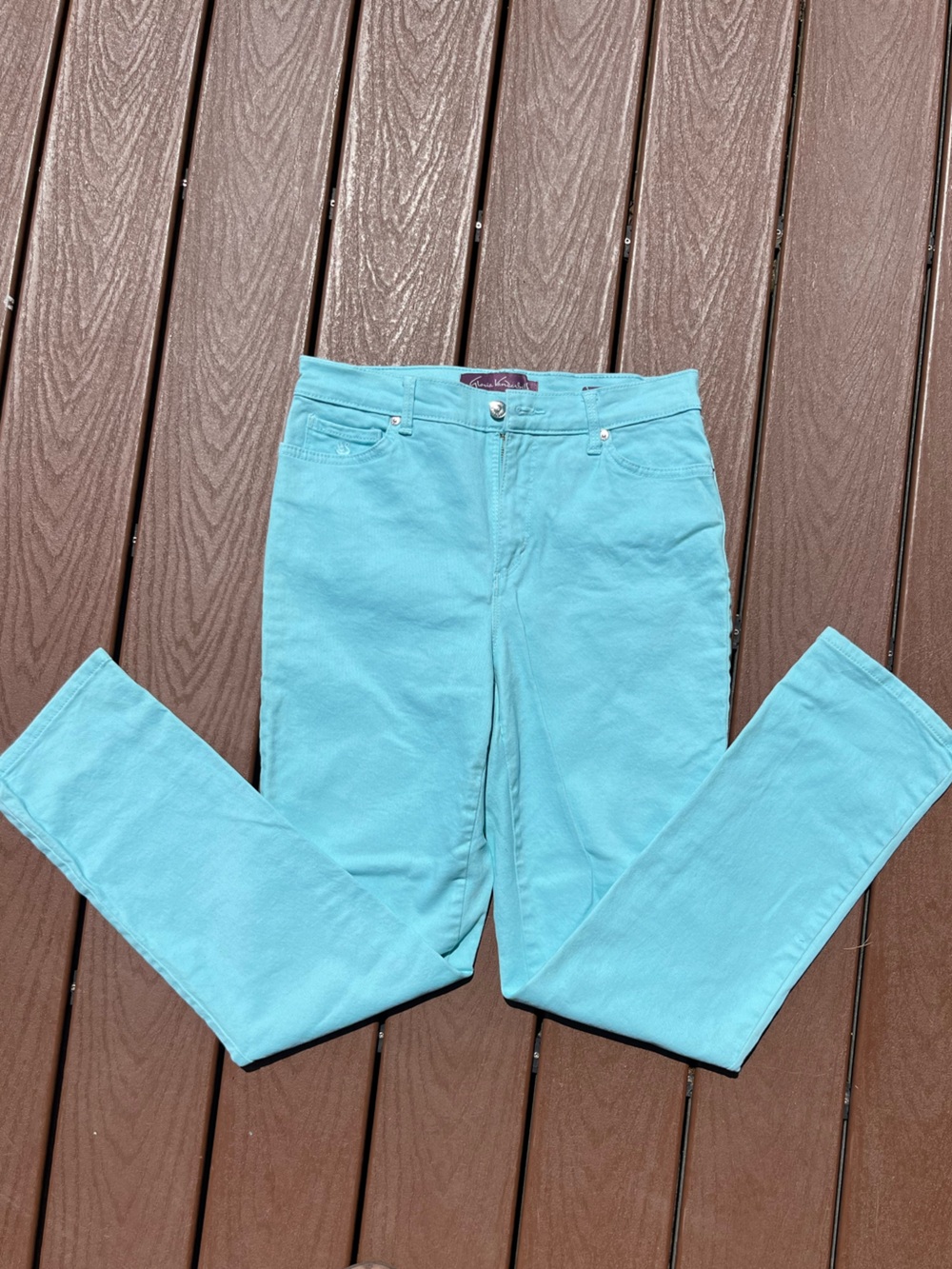 Gloria Vanderbilt Straight Leg Jeans in Aqua Blue